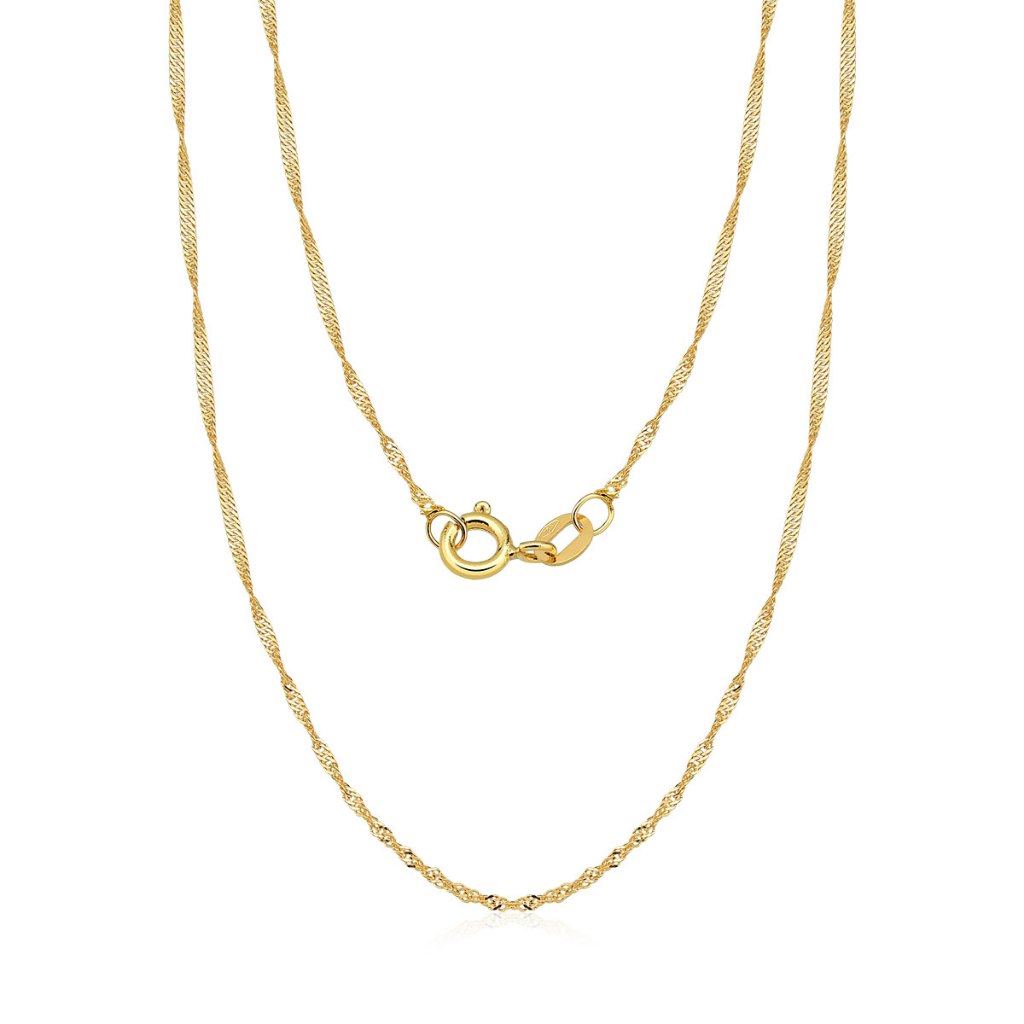 Corrente Feminina de Ouro 18k Singapura com 1mm | Dois Tamanhos Disponíveis em Oferta na Shopee