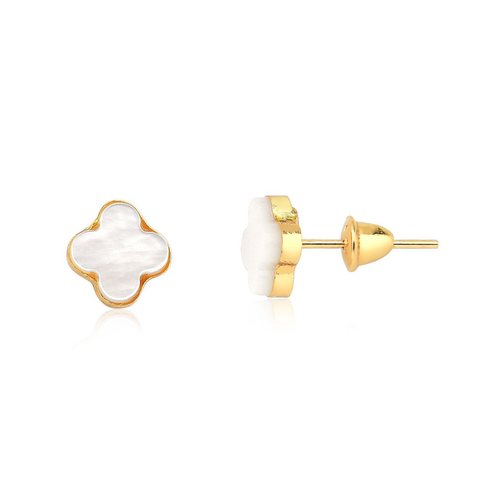 Brinco de Ouro 18k Trevo com 6mm