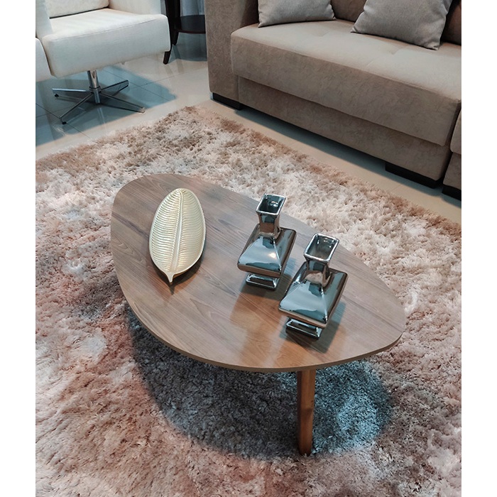 Mesa de Centro Sala Grande Orgânica Pés Palito Mesinha Retro Paris Preta e Wood - Demoglass