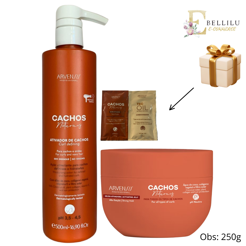 Kit Arvensis Cachos Ativador de cachos 500ml + Geleia ativadora 250g