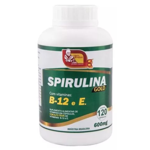 Spirulina Gold com Vitaminas B12 e Vitamina E - 120 Cápsulas 600mg - Mosteiro Devakan