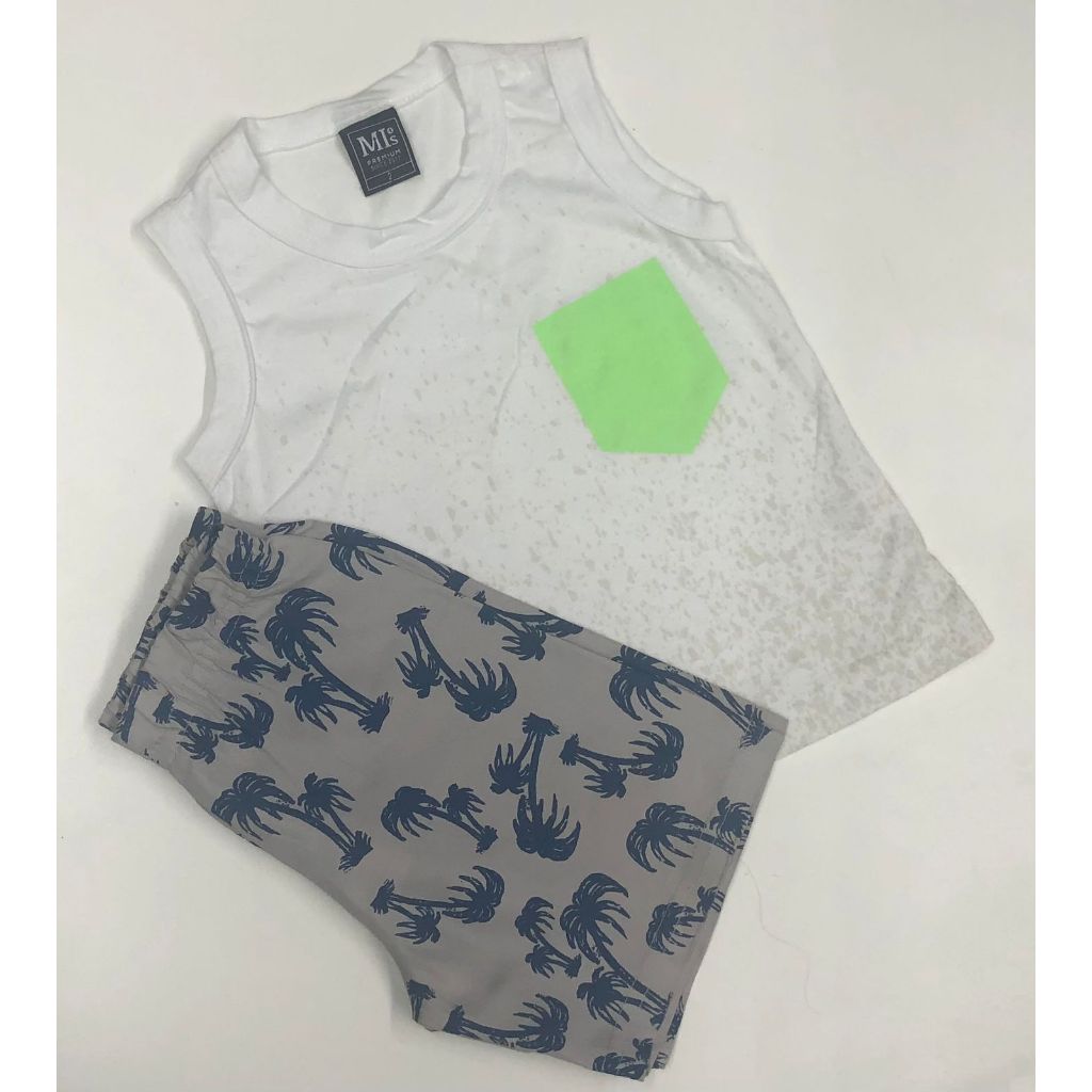 Conjunto Infantil Bebê Roupa Short Camiseta Tema Temático Moda Verão Look Estiloso Menino