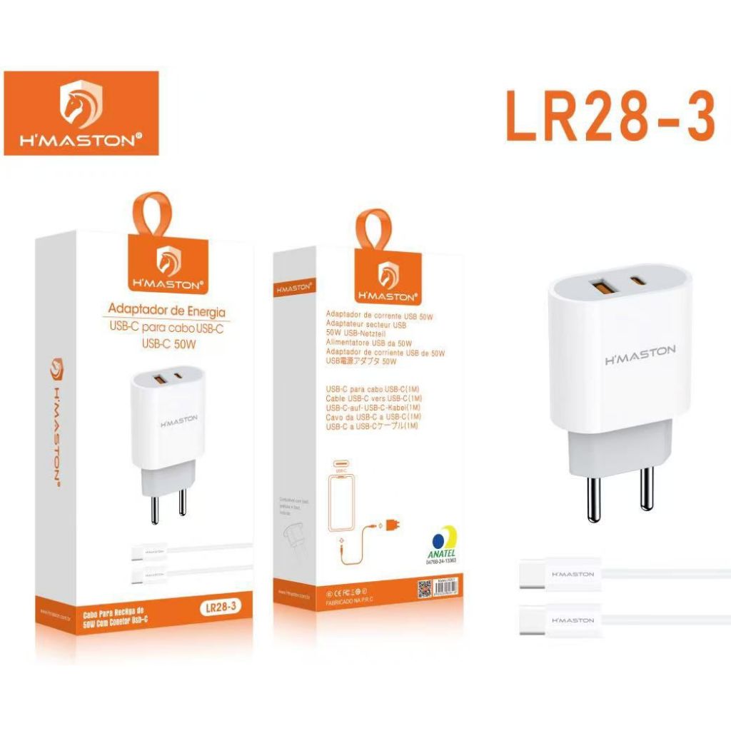 Fonte Turbo Original H Maston LR28-2-3-4 50w 2usb um usb-a um usb Usb-c Compatível iPhone em Oferta na Shopee