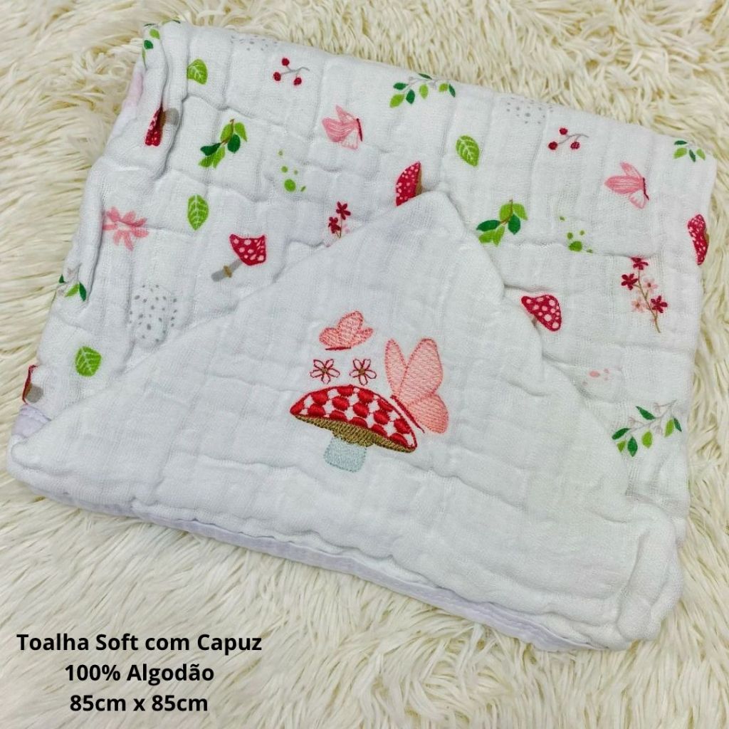 Kit 12 Peças Enxoval Completo Feminino Coleção Dengo Cogumelos Ótima Qualidade 100% Algodão — imagem 2 de 2
