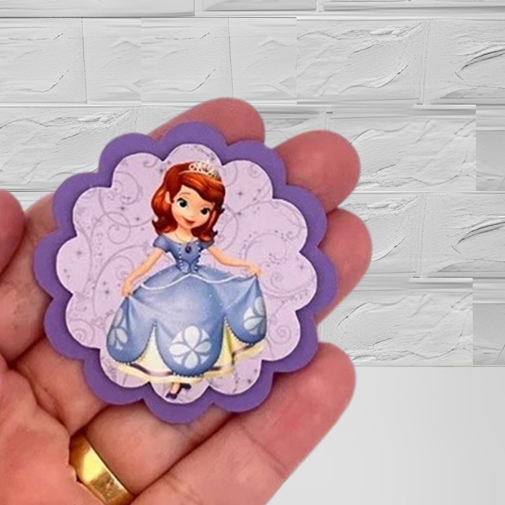Aplique 3D Escalope Personalizados Princesa Sofia Lembrancinhas para Festa Infantil Aniversário