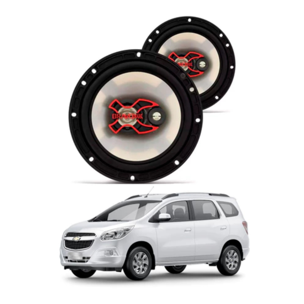 4 Alto Falantes 6" Polegadas 100W RMS Triaxial B3x60x Chevrolet Spin 2013 até 2019 - Bravox