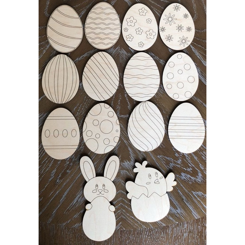 Kit de Ovos de Páscoa em MDF – 16 Unidades + 2 Brindes para Pintar! 🎨🐰 em Oferta na Shopee
