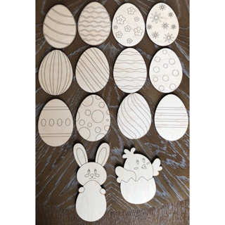 Kit de Ovos de Páscoa em MDF – 16 Unidades + 2 Brindes para Pintar! 🎨🐰 em Oferta na Shopee