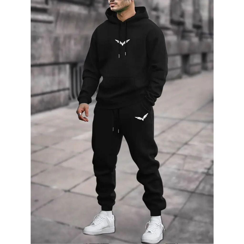 Conjunto Moleton Masculino Calça + Blusa Flanelado Estampa Aguia Calça + Blusa Gorro