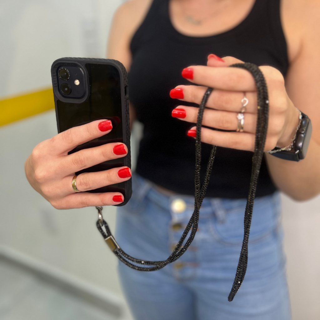 Cordão Brilhante de Strass Universal para Celular Alça de Pescoço AntiPerda, Segurança