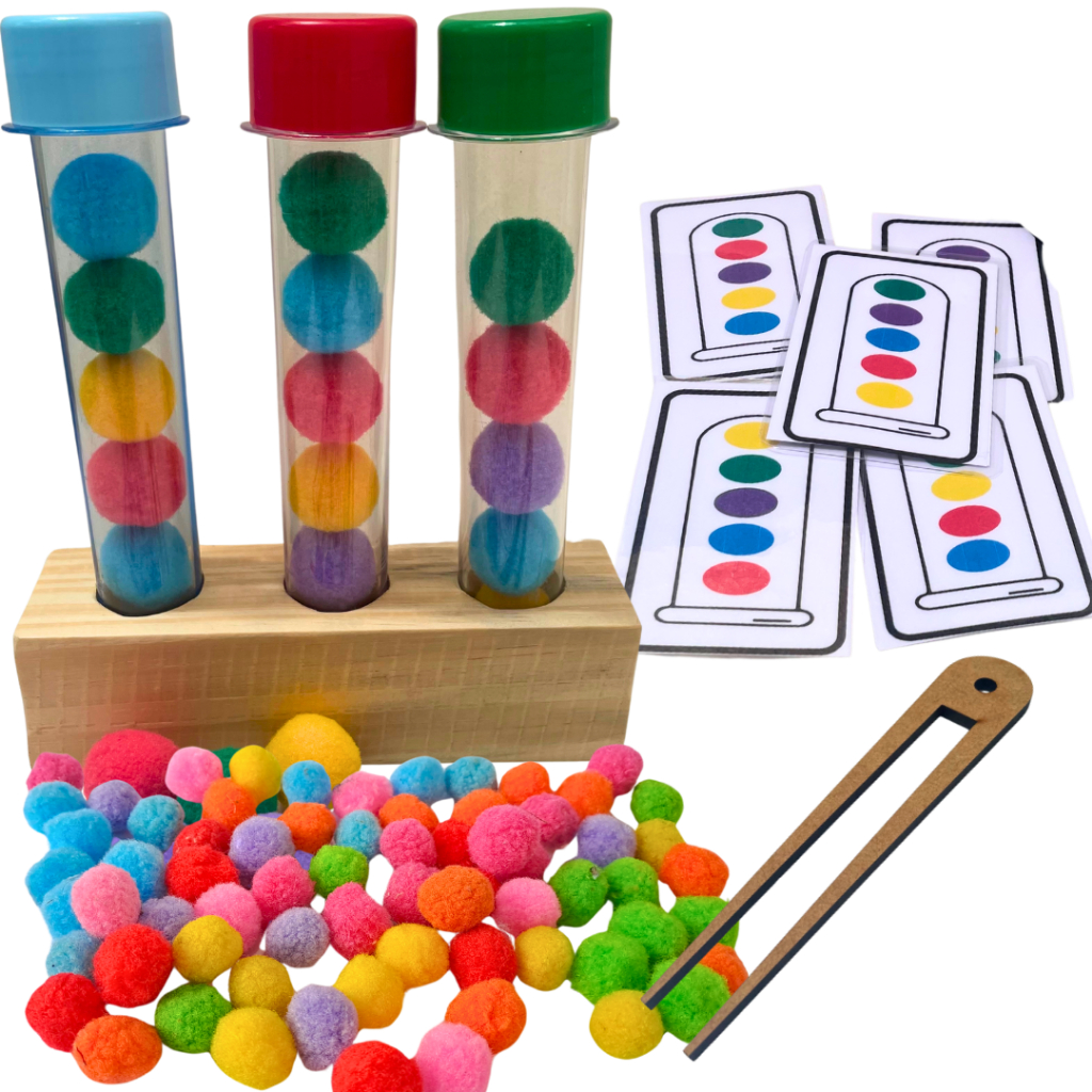 Sequência de Pompom Montessori - Desenvolve Coordenação Motora e Lógica Infantil