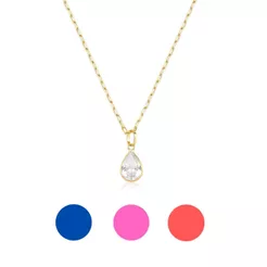 Colar de Ouro 18k Elos Longos com Ponto de Luz Gota e 45cm