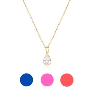 Colar de Ouro 18k Elos Longos com Ponto de Luz Gota e 45cm
