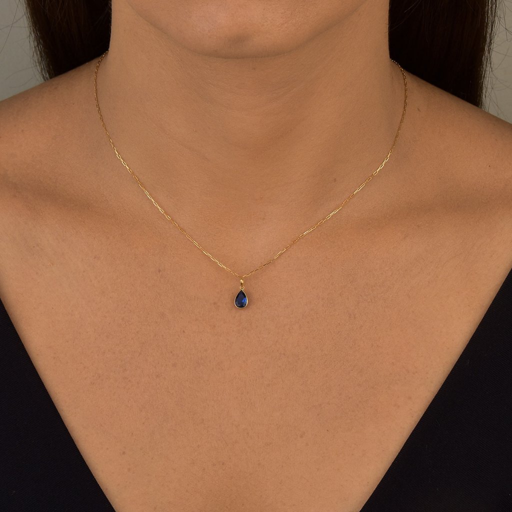 Colar de Ouro 18k Elos Longos com Ponto de Luz Gota e 45cm — imagem 2 de 2