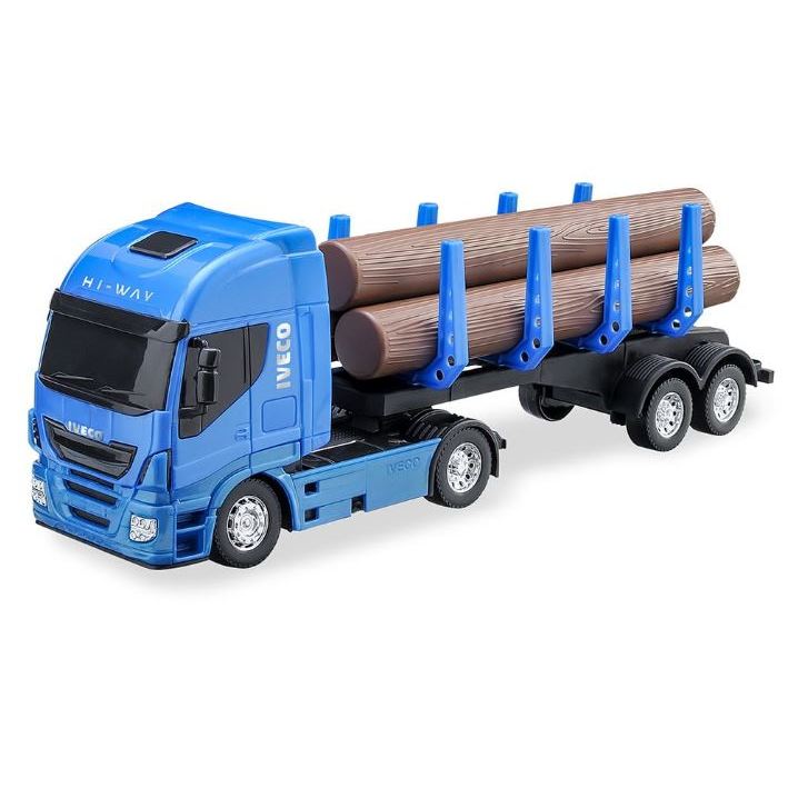 Brinquedo Infantil Caminhao Carga Tora Iveco Hi-Way Grande 41 cm Carreta Articulado Masculino