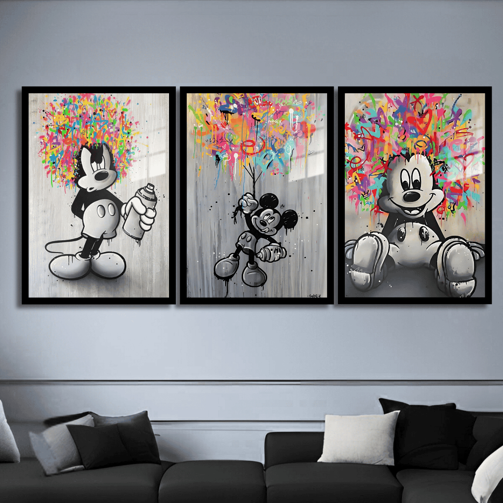 Quadros Decorativos Mickey Mouse Disney Fan Art Luxuoso Sala Quarto