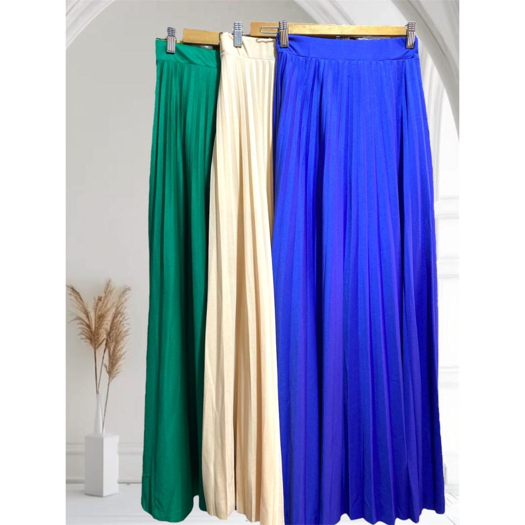 KIT 3 PCS aleatorio cores Saias plissadas longas estilo francês Versatilidade e elegância
