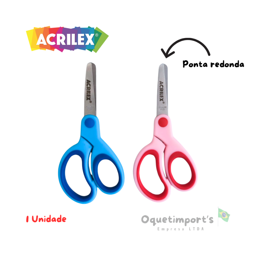 Tesoura Escolar Infantil Sem Ponta Aço Inoxidável - Acrilex