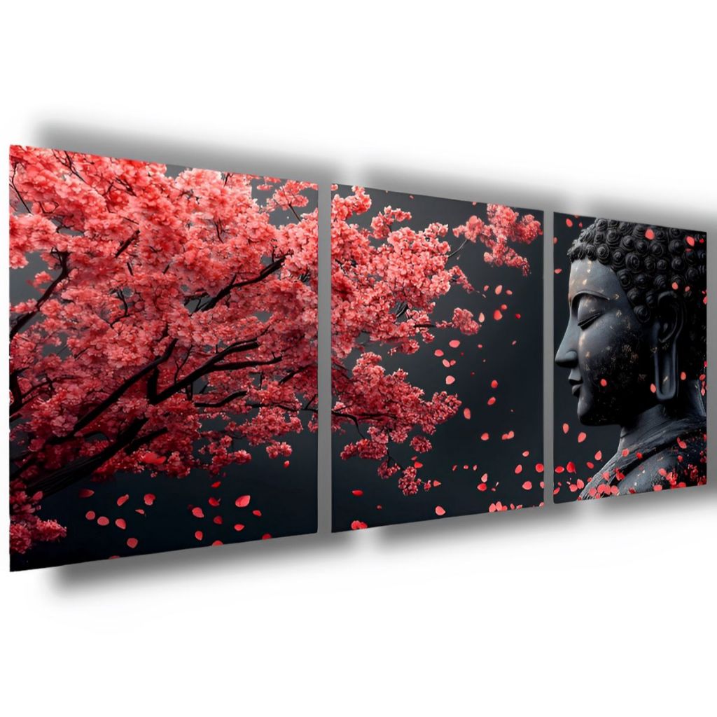 Quadro Decorativo Grande Sala Quarto Buda Arte Budista Religiosa Flor De Cerejeira