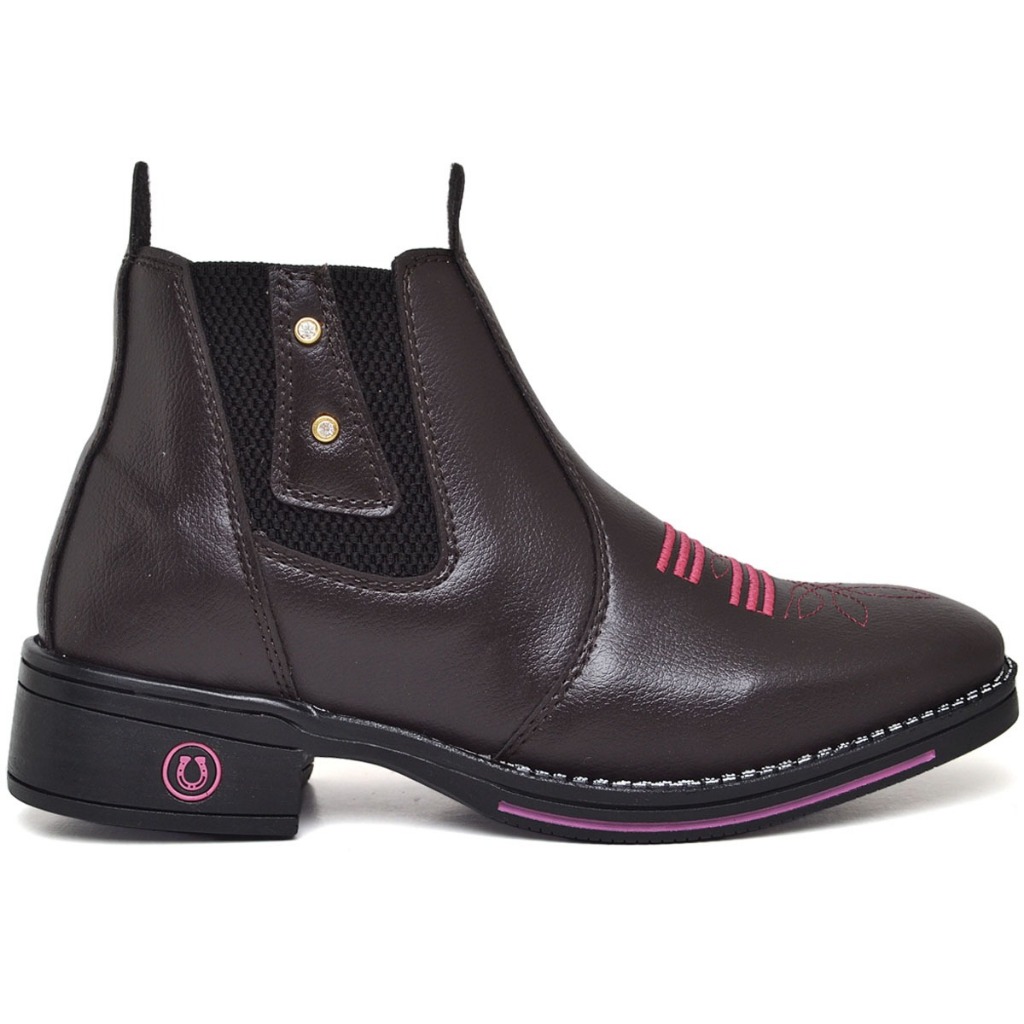 Bota Botina Feminina Texana Bico Quadrado Confortável Com Zíper ou Pedra