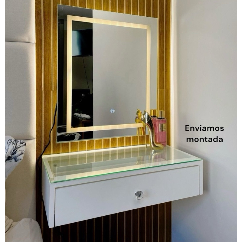 Penteadeira de Vidro C/Divisorias  Escrivaninha Camarim