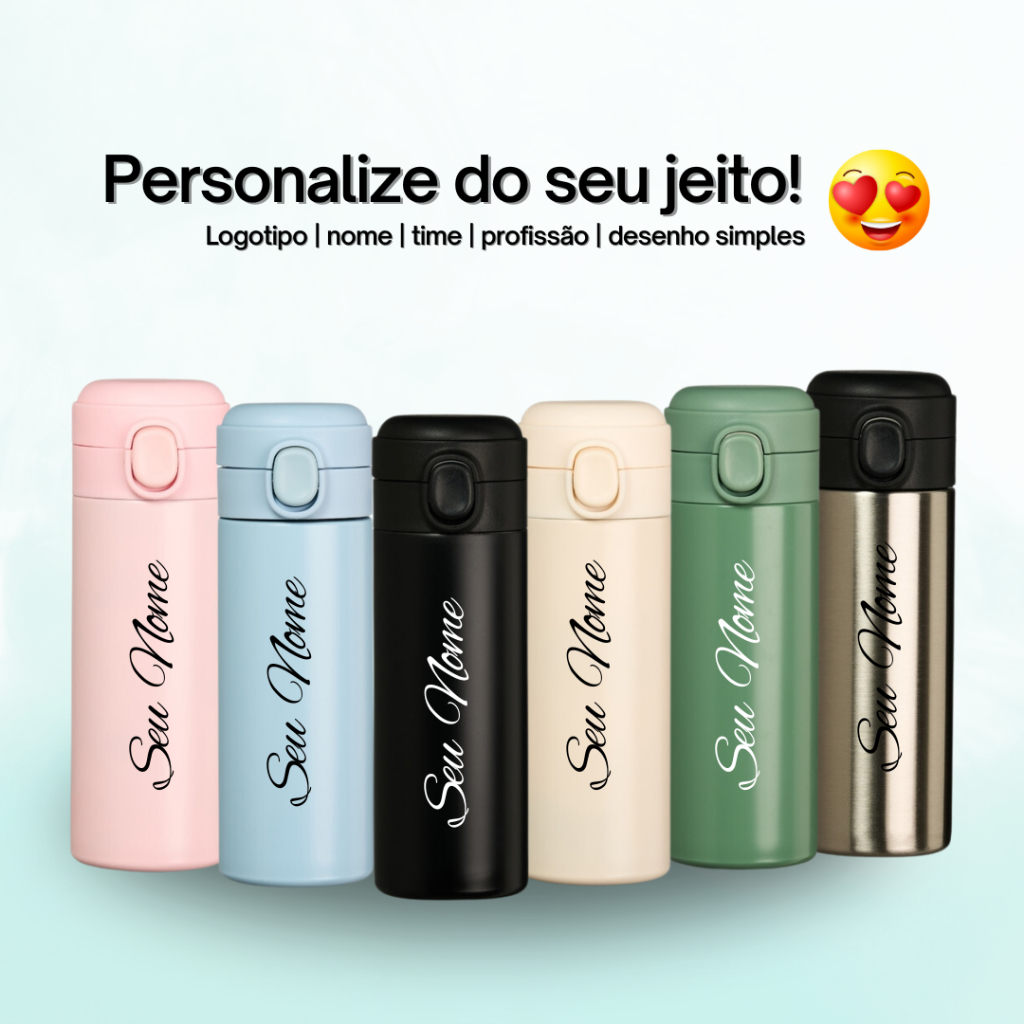 Garrafa Térmica Personalizada 400ml - Nome, Logo, Time, Profissão em Oferta na Shopee