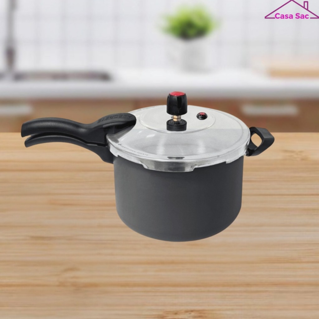 Panela Pressão Fechamento Externo Alegrete Cinza/Vermelha 4,5 l