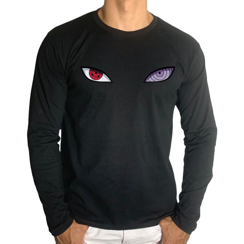 Camiseta Manga Longa Unissex Rinnegan e Sharingan Anime Naruto camisa linda Para todas as estações do ano Akatsuki