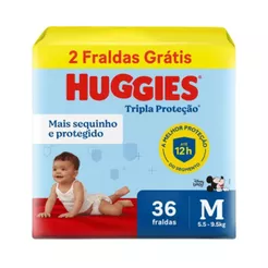 Fralda Infantil Huggies Tripla Proteção M Com 36 Unidades