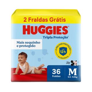 Fralda Infantil Huggies Tripla Proteção M Com 36 Unidades em Oferta na Shopee