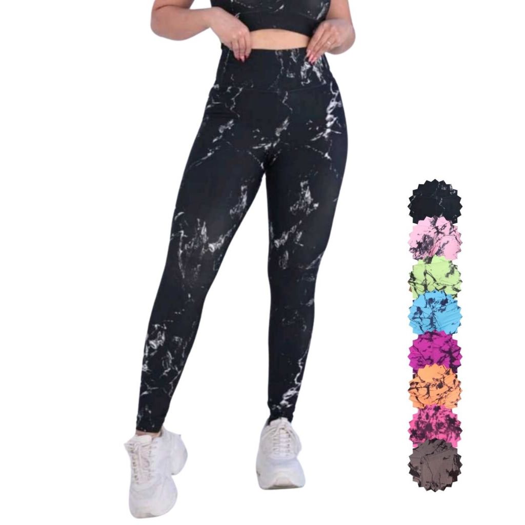Calça Marmorizada Legging Tie Dye Academia Levanta Bumbum