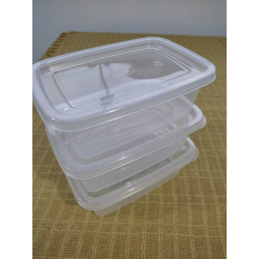Kit 3 Potes Retangular 1,5L com Tampa Transparente, Plástico, Cozinha, Armazenar Alimentos Marmitas