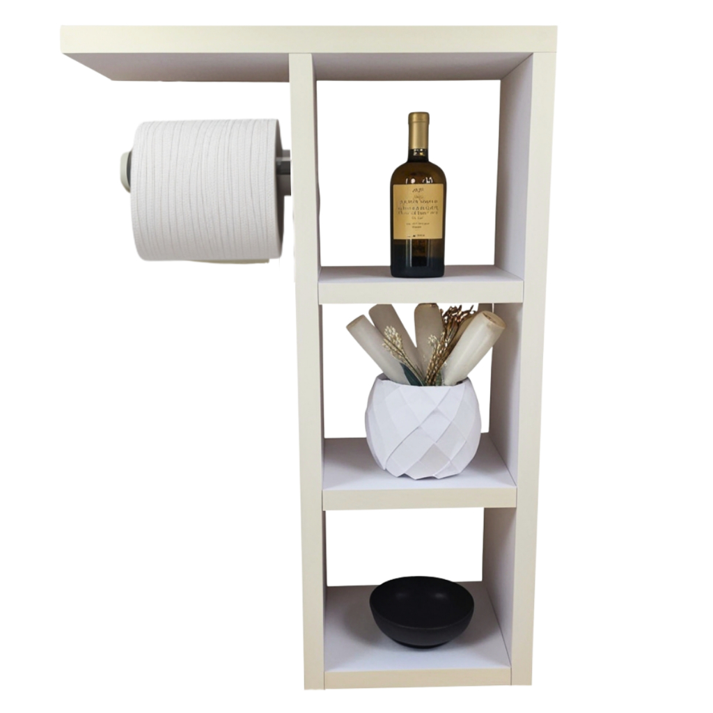 Prateleira Papeleira Nicho Triplo Decorativo Divisórias Organizador MDF Parede Banheiro Sala Quarto