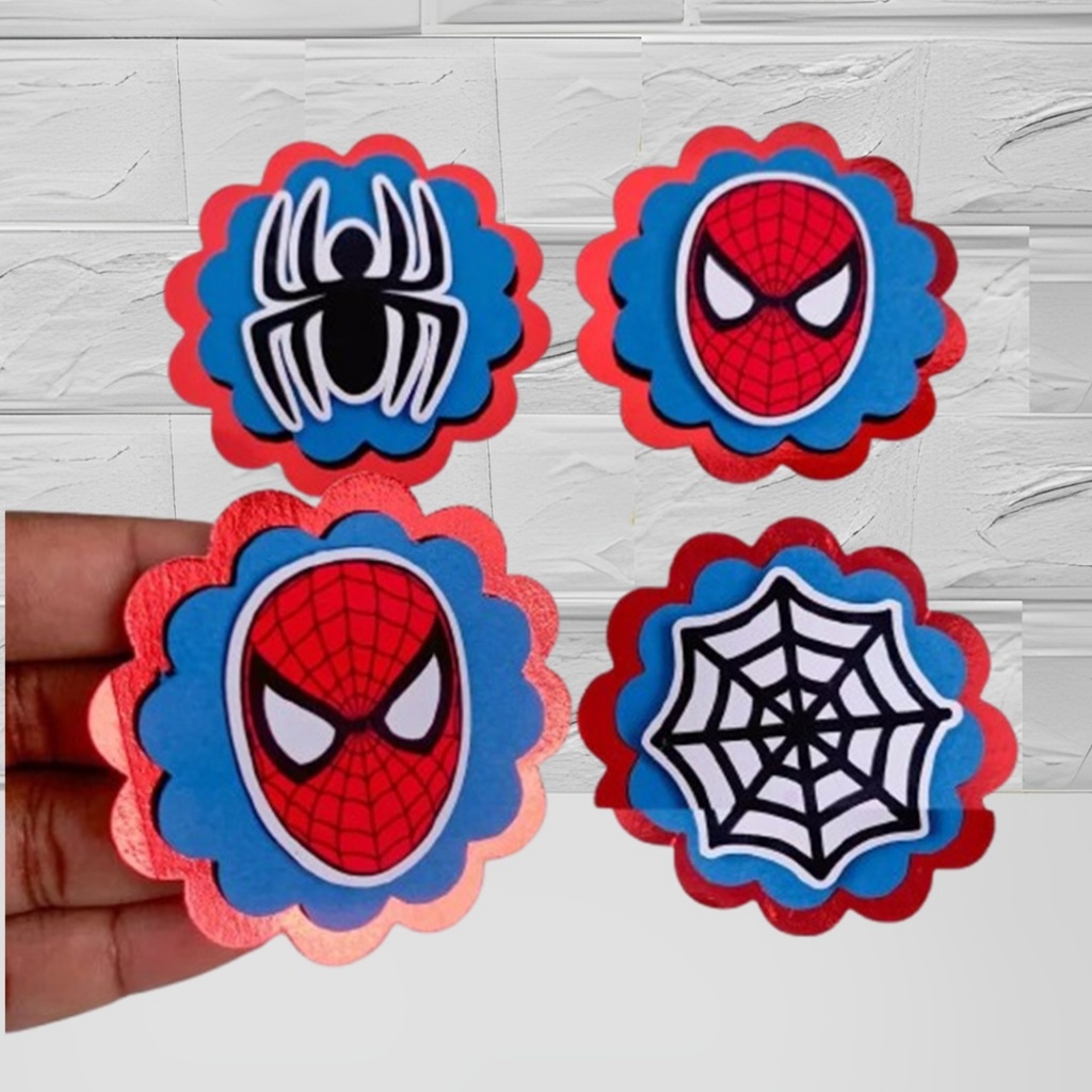 Aplique 3D Escalope Personalizados Homem Aranha Lembrancinhas para Festa Infantil Aniversário