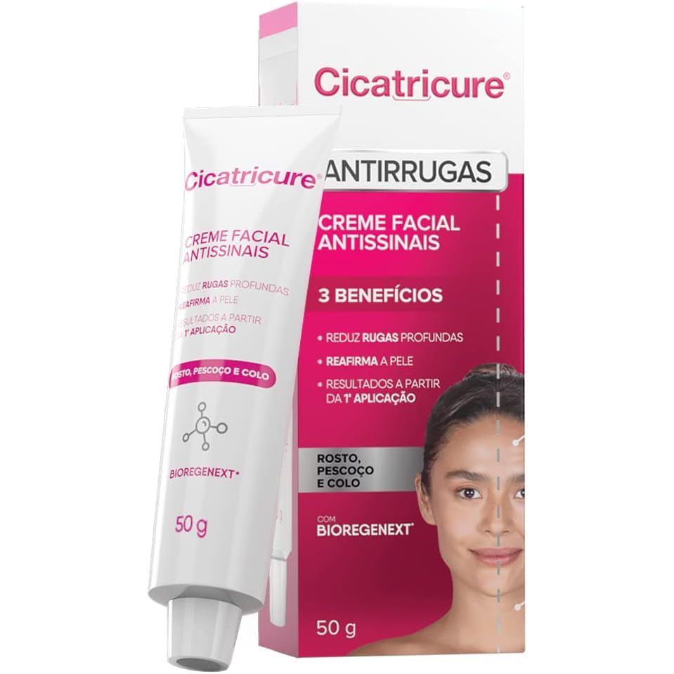 Creme Facial Cicatricure Antissinais 50g - Reduz Rugas e Linhas
