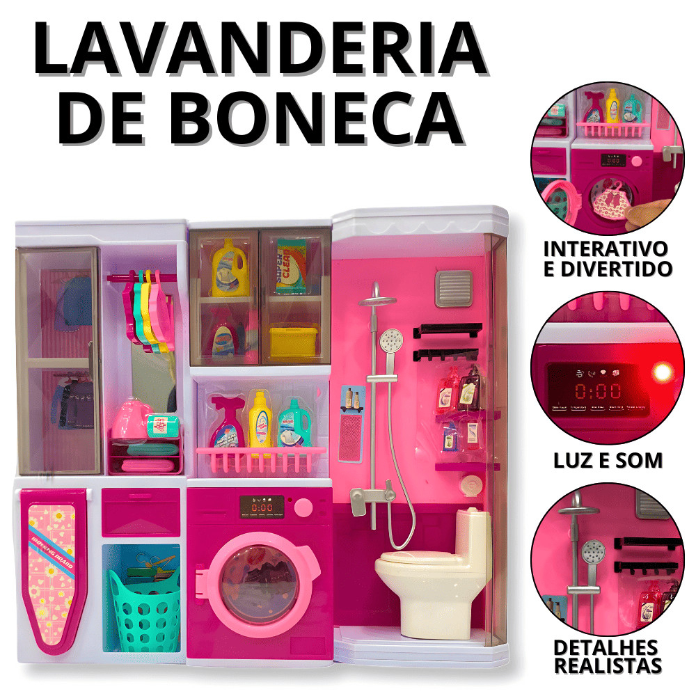 Casa De Boneca Infantil Lavanderia De Brinquedo Móveis Para Casinha Brinquedos De Menina Interativo