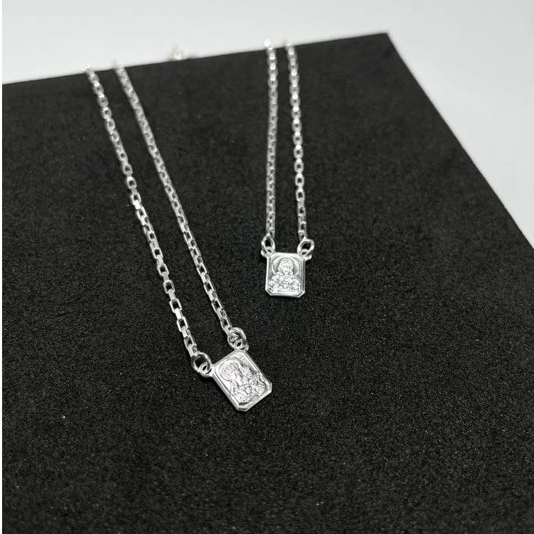 Corrente Escapulário Cartie Masculino Nossa Senhora Aparecida Plaquinha Jesus Banhado Prata 925