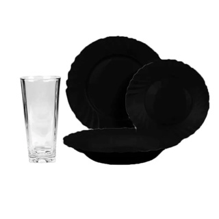 Aparelho de Jantar Ébano Opaline Preto 16 Peças Útil Bazar RF4780 em Oferta na Shopee