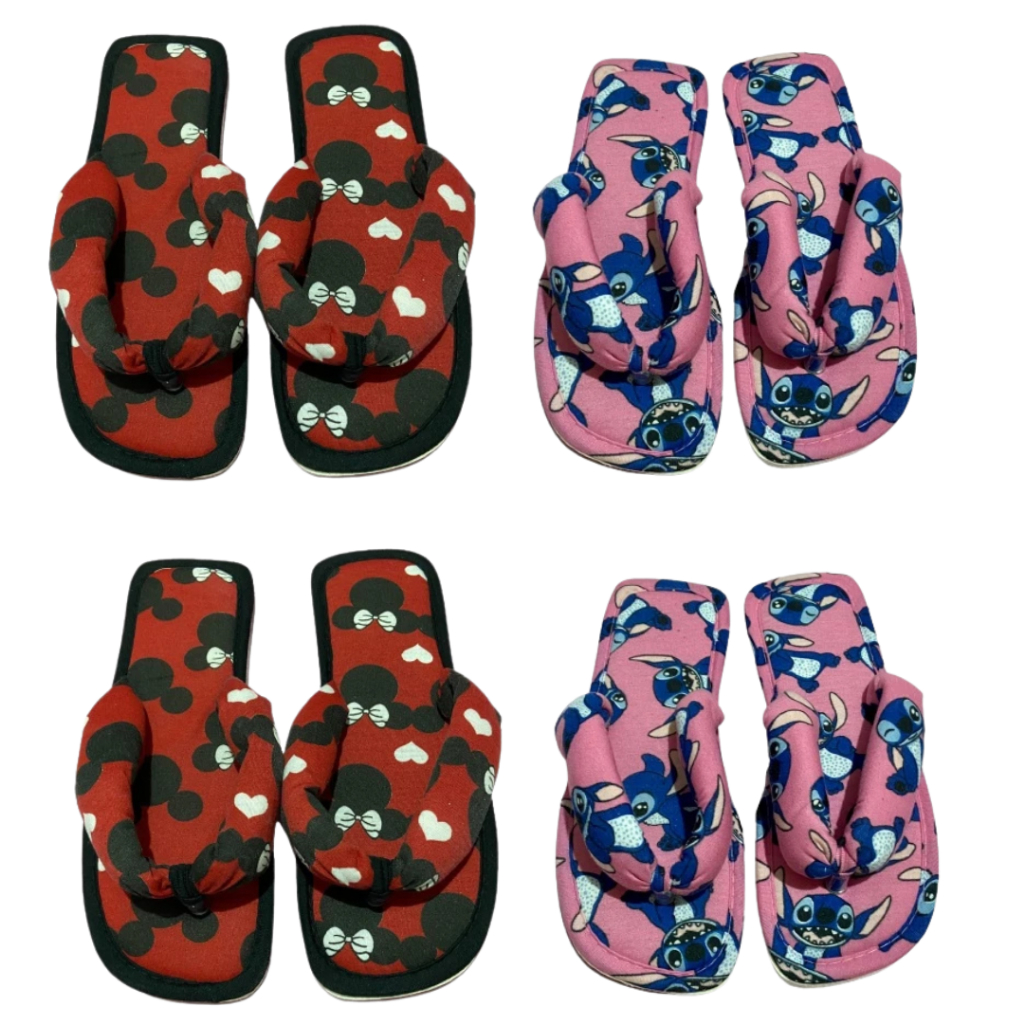 PANTUFA CHINELO DE DORMIR FEMININA ESTAMPADA PERSONAGENS CONFORTAVEL DE VERAO STICH MINIE