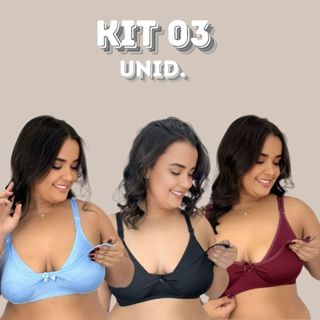KIT 03 Sutiãs Amamentação PLUS SIZE Alça Abre Fácil Reforçada MICROFIBRA Gestante Grávida. em Oferta na Shopee