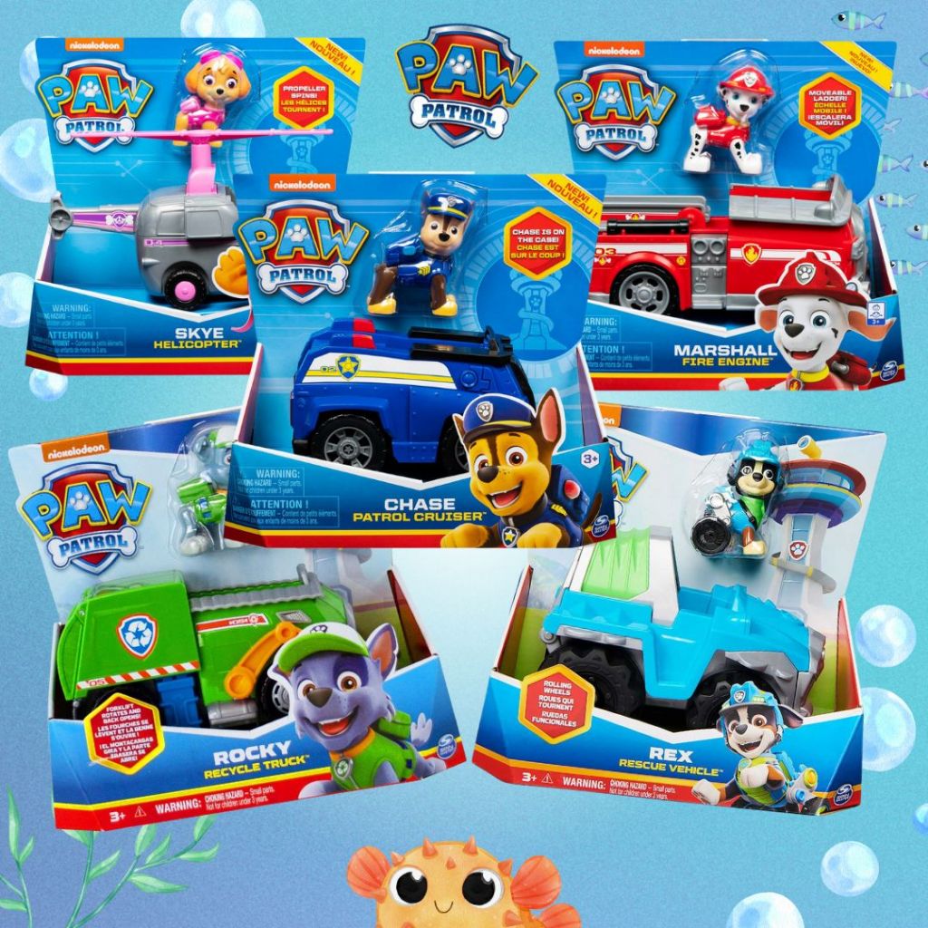 Veículo E Boneco Patrulha Canina - Chase Marshall Skye Rocky Rex Rubble Everest Tracker Ryder Sunny