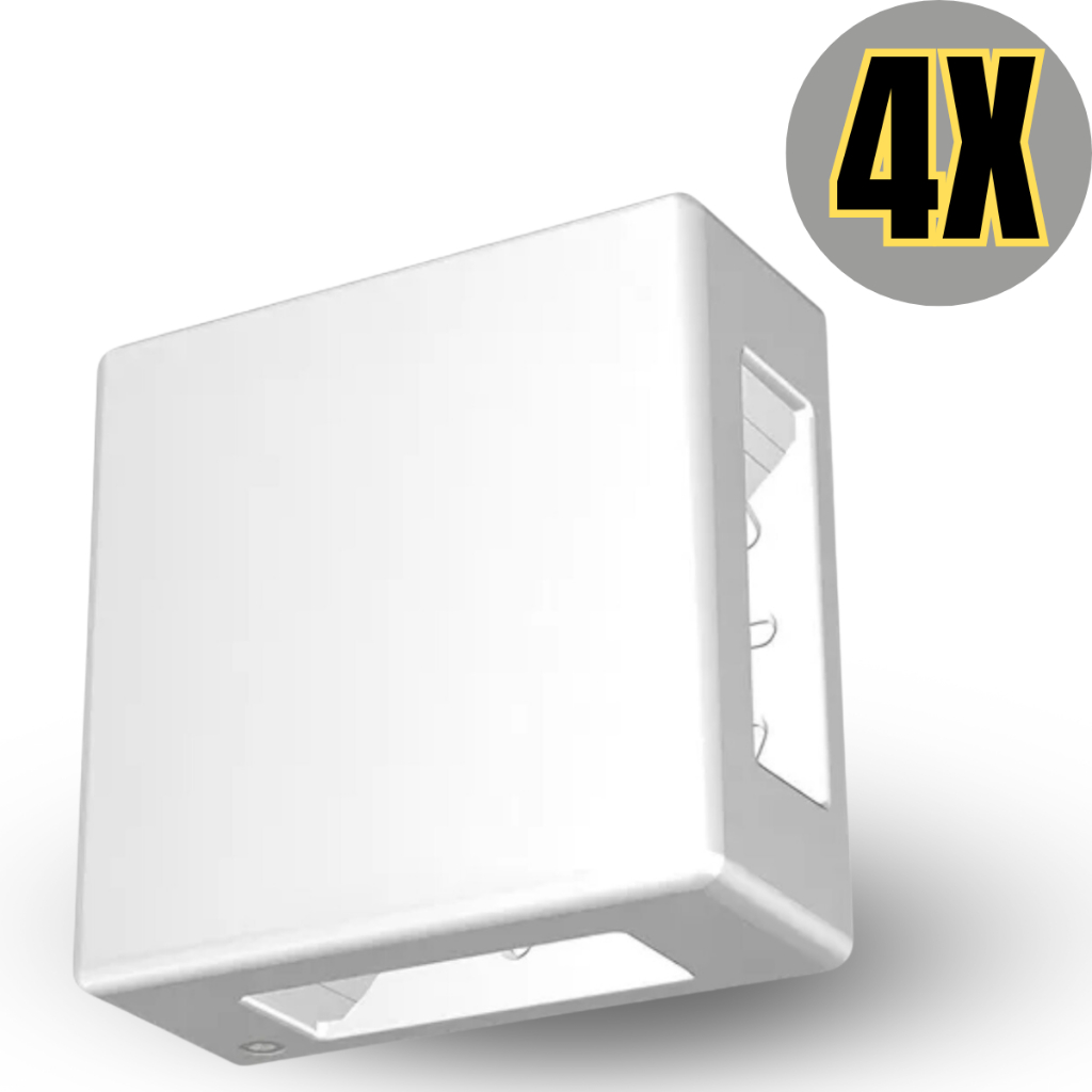 Kit 4 Luminária Arandela LED 4 Focos Preta ou Branca Kian IP65 6w Luz Amarela 3000K