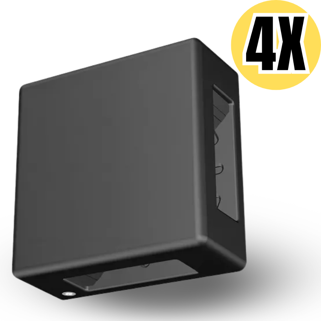 Kit 4 Luminária Arandela LED Preta ou Branca Kian IP65 4 Focos 6w Luz Amarela 3000K