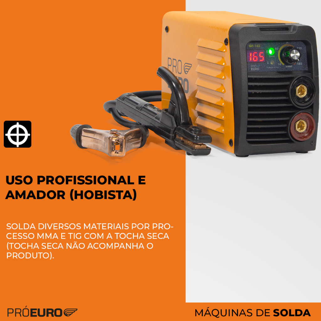 Detalhes do Máquina de Solda Inversora Portátil GP 165a Bivolt 110v/220v Hot Start Eletrodo TIG Pró Euro