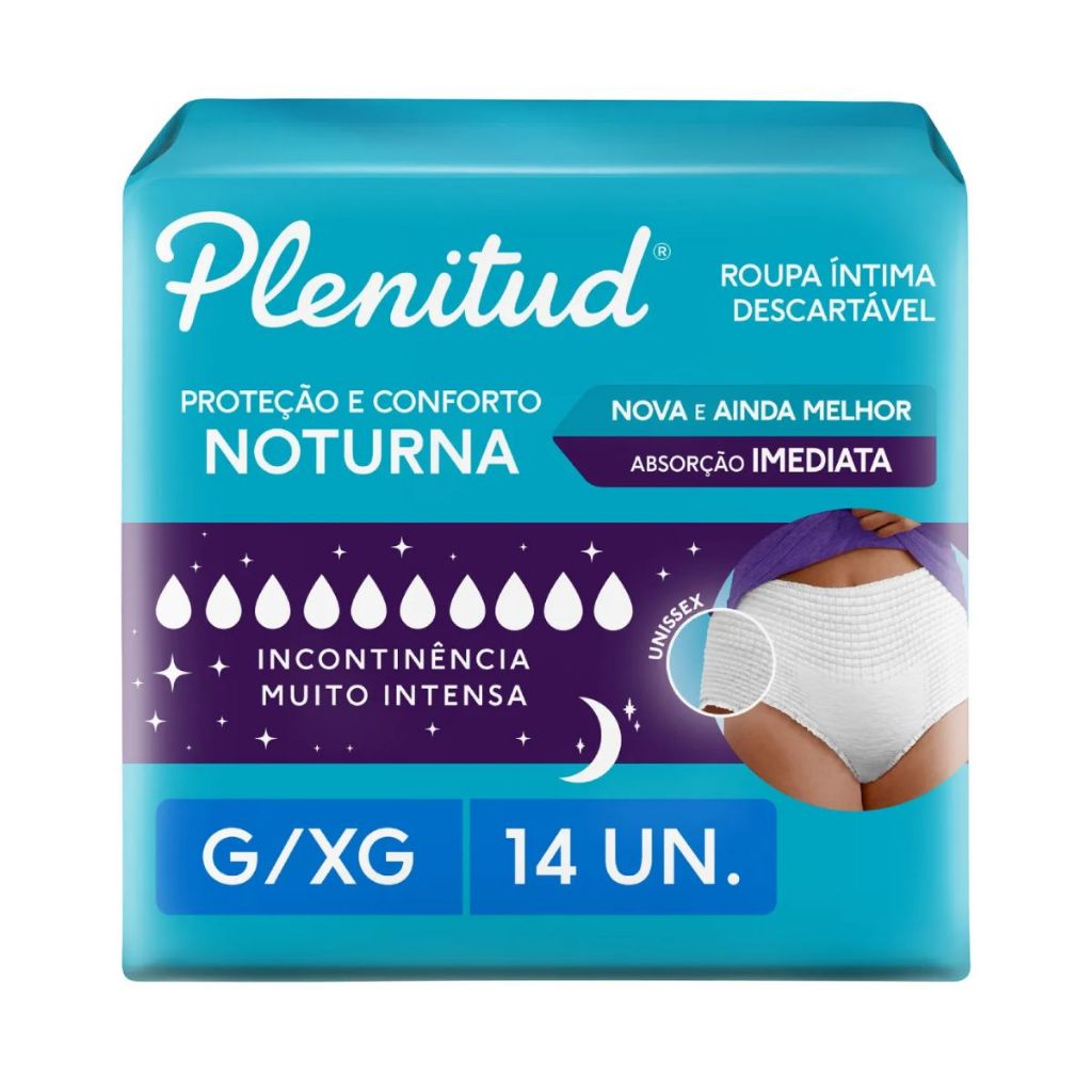 Roupa Íntima Descartável Plenitud Noturno G/XG com 14 Unidades em Oferta na Shopee