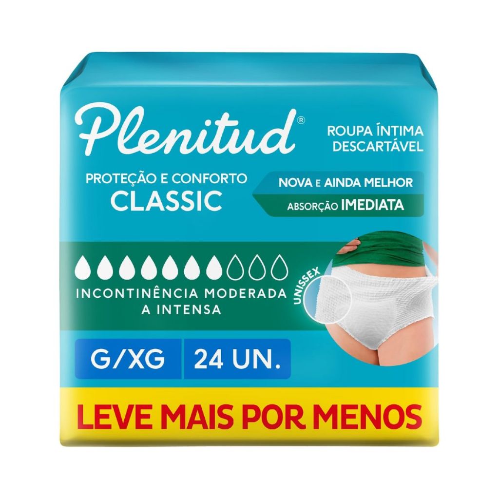 Roupa Íntima Descartável Plenitud Classic G/XG com 24 Unidades em Oferta na Shopee