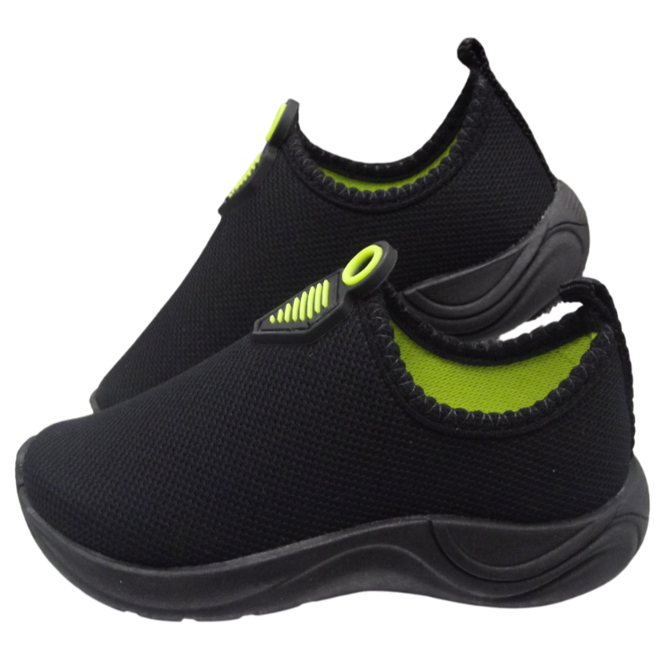 Tênis Infantil Jogging Calce Fácil Menino e Menina Sola Preta Black colorido, macio, confortavel, leve, antiderrapante em Oferta na Shopee