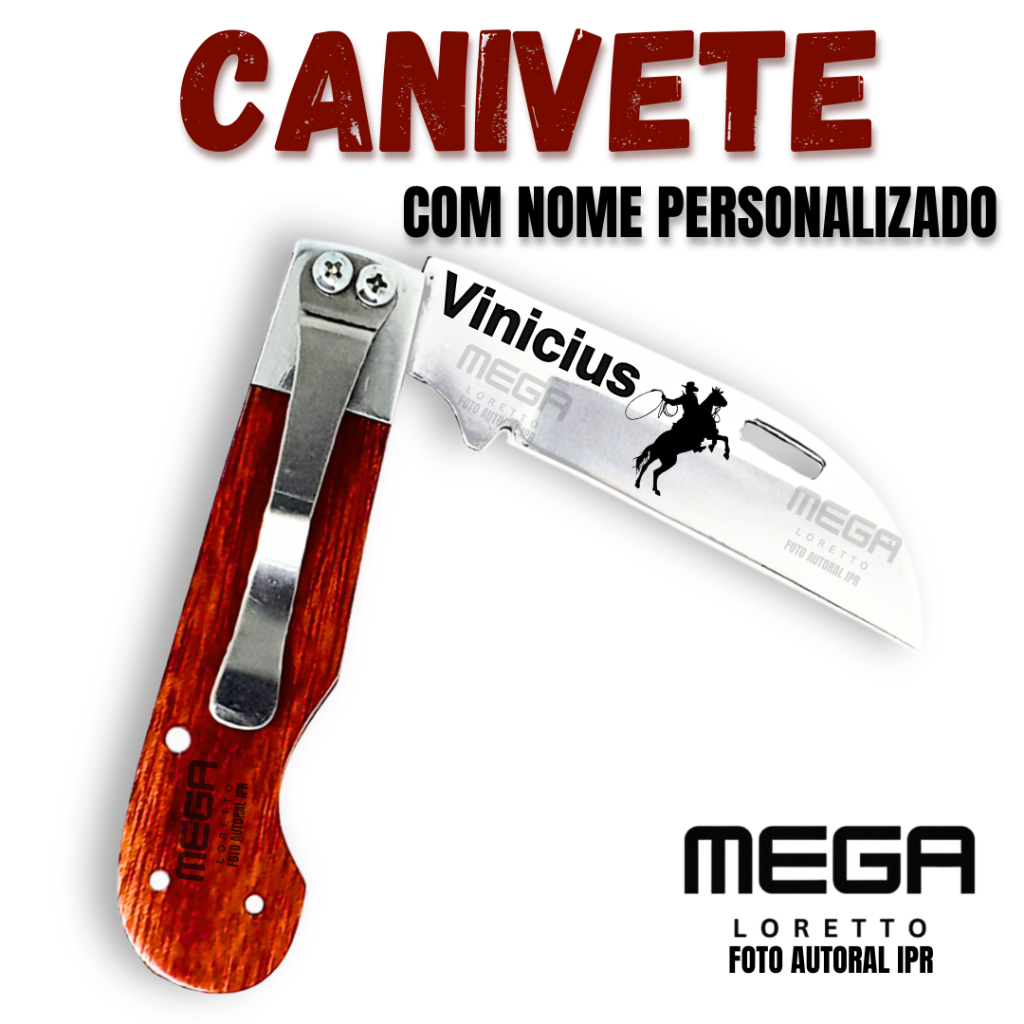 Canivete Artesanal Personalizado com Nome Cabo de Madeira e Clip de Bolso em Oferta na Shopee