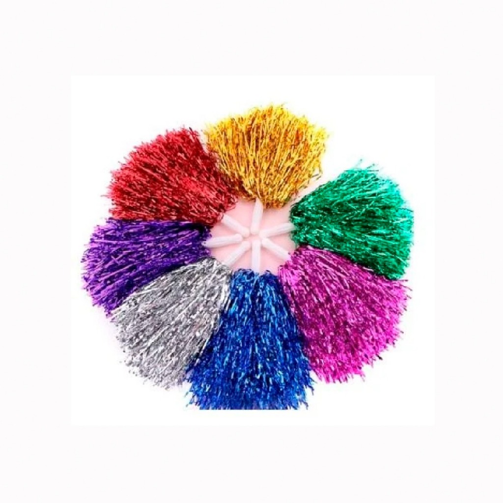 KIT COM 02 POMPOM METALIZADO LÍDER DE TORCIDA FESTAS E SHOW