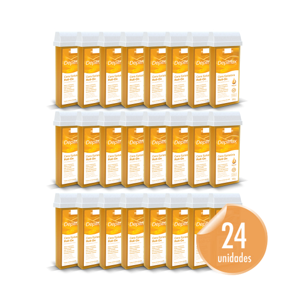 Cera Para Depilação Roll-On Natural Kit com 24 Unidades 100g Depilflax